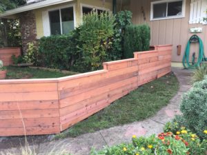 Redwood horizontal fence