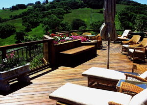  Redwood decks perform well on a hillside