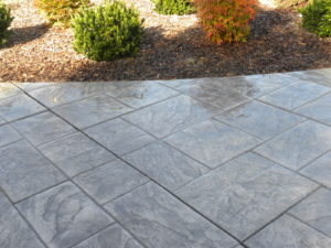 Stamped concrete makes an attractive patio space